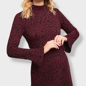 ANTHROPOLOGIE HUTCH Michaela Floral Jacquard Texture Tunic Dress Black, Red